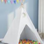 vidaXL Gyermek Teepee Sátor Hordtáskával Őszibarack & Játék Labda Fehér fotó
