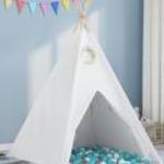 vidaXL Gyerek Teepee sátor táskával őszibarack & puha labdák bőrszínű fehér fotó