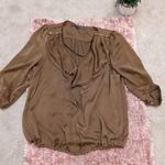ZARA női 36-38-as szép barna színű nyári laza felsőrész, elegánsabb blúz 3/4-es újjú, selyem fotó