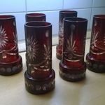 Erdélyi piros borospohár készlet retro régi színes üveg fotó