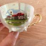 Bavaria Germany aranyozott porcelán látképes mokkás csészék és aljak fotó