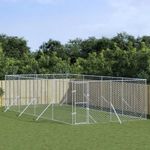 ezüstszínű kültéri horganyzott acél kutyakennel 4x8x2 m fotó