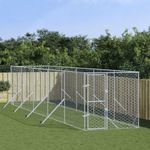 ezüstszínű kültéri horganyzott acél kutyakennel 2 x 10 x 2 m fotó