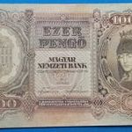 1943 -as Szálasi 1000 Pengő Bankó - Egyik legszebb papírpénzünk Ritkább!!! VF (L2132) fotó
