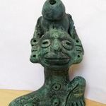 Bennszülött vizeskorsó. Taino Karibi őslakos műtárgy, festett terrakotta fotó
