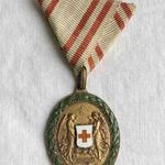 1VH Vöröskereszt Bronz Díszérme Kitüntetés eredeti szalagon 1864-1914 1Ft NMÁ fotó
