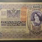 10000 Korona 1918 VF+ kereszthajtás I. típus függőleges bélyegzéssel - ritkább (A21) fotó
