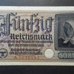 Németország horogkeresztes 50 Márka 1940-45 1 gyenge hajtás #882 (BK49) fotó