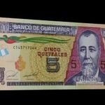 ÚJ! UNC ! *** Guatemala 5 Quetzales Hajtatlan 2022 *Gyönyörű bankjegy ! fotó