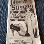 MURIN GYÖRGY R.T. BŐRÁRUHÁZ 1933 ÉVI "PÁRISI" CIPŐ DIVAT LAPJA!! fotó