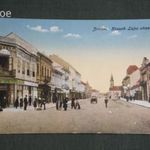 Képeslap, Szerbia, Zombor, Sombor, Kossuth Lajos utca, dohány szivar áruda, üzletek, 1916 fotó