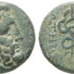 Pergamon Mysia (Kr.e. 2 szd.) Asklepios orvosi pálca és kígyó, ókori görög érme fotó