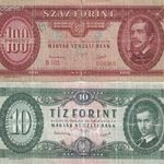 1949-es kiadású 2 db bankjegy 10 forint és 100 forint egyben OLCSÓN fotó