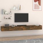 2 db füstös tölgy színű szerelt fa faliszekrény 102x30x20 cm fotó