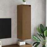 2 db mézbarna tömör fenyőfa faliszekrény 30 x 30 x 100 cm fotó