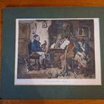Antik kocsmai jelenet, kézzel színezett rézmetszet.18.sz.vége-19.sz.eleje.38 X 30 cm. fotó