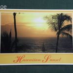 Képeslap, USA, Honolulu Hawaii, Waikiki, naplemente, vitorláshajó, 1980- fotó