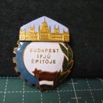 Budapest Ifjú Épitője Zománcozott KISZ Jelvény a fotók szerint !! fotó