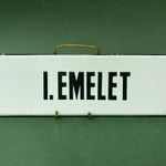 Régi zománctábla - " I. EMELET " / Nagyon szép, eredeti állapotú peremes zománctábla - 1 Ft.-ért fotó