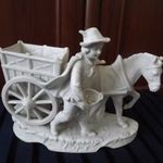 Régi francia biszkvit porcelán pipere vagy ékszeres esetleg cukorkás tároló edény 24 cm hibás fotó