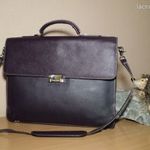 CLAUDIO FERRICI áfonyalila valódi bőr elegáns laptoptáska, irattáska fotó