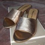 TAMARIS bőr nyári papucs - rose metallic fotó