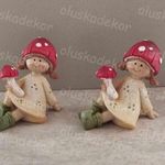 Gomba lány, tavaszi, nyári, kerámia dekorációs figura, 7, 5x 5 x 6, 5cm fotó