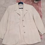 VESTINO női 42-es krém színű nyári kosztüm, blézer+ szűk szoknya , vintage stílusú. fotó