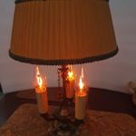 Antik Vintage bouillotte asztali állítható réz lámpa lángefektes glimm parázs izzókkal fotó