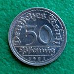 MÁRKA 50 PFENNIG 1921 HURKOS F NÉMET FÉMPÉNZ fotó