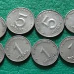 MÁRKA 1-5 PFENNIG 1952-53 E NÉMET FÉMPÉNZ NDK LOT fotó