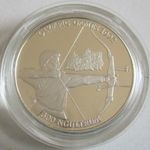 Bhután 300 Ngultrum "olimpia" (íjászat) tükörezüst pénzérme (1992). fotó