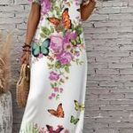 MOLETTI ÚJ! CIMKÉS! ÁLOMSZÉP BŐ DESIGNER MAXI RUHA 50 52 54 VIRÁGOS PILLANGÓS fotó