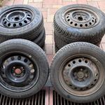 Eladó 8 db téli-nyári gumi acélfelnin (175/65R14 és 165/70R14 ) osztókör 4x100, agyméret 54.1 fotó