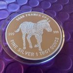 2022 CSÁD ZEBRA 1 uncia SZÍNEZÜST 5000FRANK PROOF UNC. Hajrá GYŐZIKE fotó