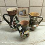 Retro festett kerámia kancsó 3 db eladó! fotó