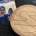 - 4db Trabant gravírozott fa poháralátét készlet - retró veterán autó - új - 1ft nmá fotó