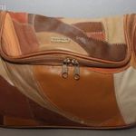 Stefano, valódi bőr, patchwork, világosbarna, igényes, elegáns piperetáska, kozmetikai táska, neszesszer fotó