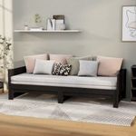 fekete tömör fenyőfa kihúzható kanapéágy 2x(80x200) cm fotó