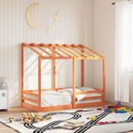 viaszbarna tömör fenyőfa gyerekágy tetővel 70 x 140 cm fotó