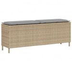 bézs polyrattan kerti pad párnával 110x30x40, 5 cm fotó