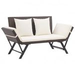 barna polyrattan kerti pad párnával 176 cm fotó