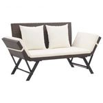 barna polyrattan kerti pad párnákkal 176 cm fotó