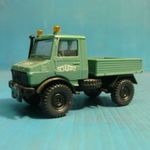 H0-ÁS 1: 87-ES ROCO MERCEDES UNIMOG PLATÓS TEHERKOCSI fotó