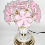 VINTAGE ASZTALI LÁMPA , ÜVEG ÉS PORCELÁN ÖSSZETEVŐKKEL fotó