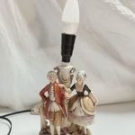 Grafenthal GDR német porcelán asztali lámpa, barokk pár figurás - 18 cm fotó