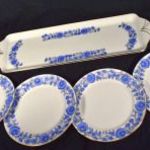 MESESZÉP KALOCSAI KÉK MINTÁS PORCELÁN SÜTEMÉNYES KÉSZLET DOBOZÁBAN ! fotó