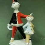 Hollóházi vintage porcelán figura 1 Forintért / Tapsra váró bohócpár... fotó