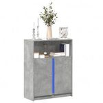 betonszürke szerelt fa tálalószekrény LED-del 77 x 34 x 100 cm fotó