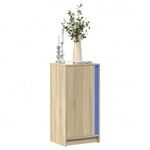 sonoma tölgy szerelt fa tálalószekrény LED-del 42, 5x34x85 cm fotó